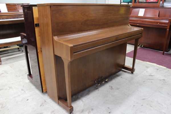 1987 Schimmel 45 Walnut Satin Studio Upright Piano closed2